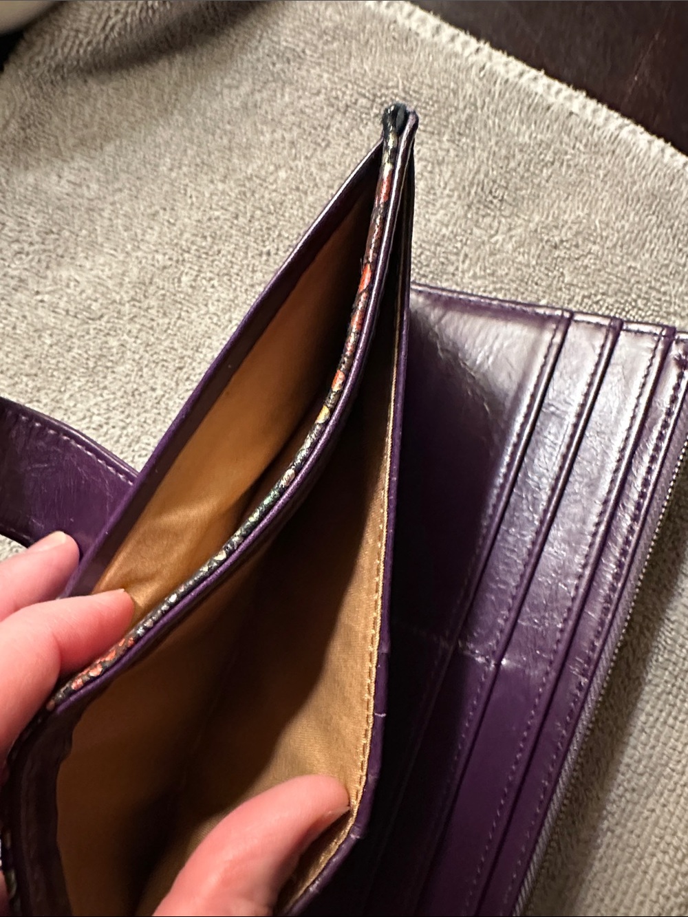 HOBO Purple Leather Wallet with Multicolor Snake-Print Trim - Picture 10 of 11